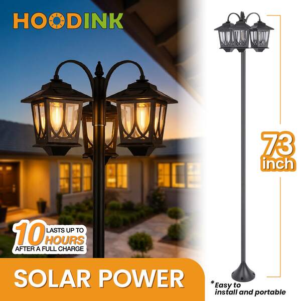 HOODINK Large Aluminum Type Solar Light Solar Garden Light Waterproof Solar Lawn Light Palace Light Wall Light 18H