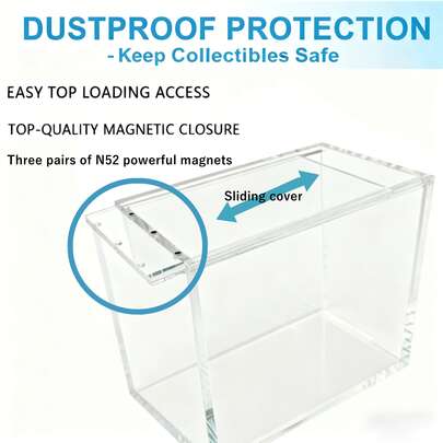 5mm Thick Acrylic Booster Display Box, High-Quality Rectangular Storage Box With Magnetic Closure Design, Transparent And Durable, Suitable For Trading Cards, Collectibles And Sports Memorabilia