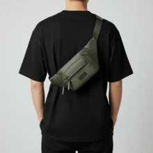 Men's Military Green Fanny Pack Shoulder Bag Unisex Waterproof Money Belt Streetwear Ondway Tactical - 軍綠色 - 查看 3