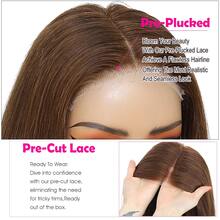 13x4 Full Frontal Real HD Lace Wig Invisible 5x5 HD Lace Closure Wigs 200% Density Glueless Wig #4 Brown Pre Plucked Bleached Knots Straight Blended Hair Wigs Wear And Go For Women 28 Inch Pre Plucked HD Lace Frontal Wig With Baby Hair Wig - Brown - View 6