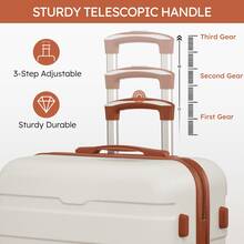 4 Piece Luggage Set 16/20/24/28 Inch Hardside Lightweight Suitcase With Spinner Wheels (Purple) - Trắng Nâu - Xem 5