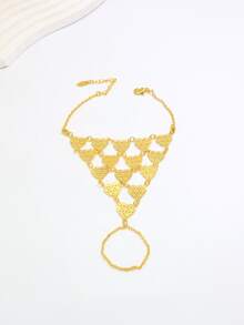 1pc Vintage Versatile Hollow Carved Multi-Layer Finger Coin Decor Hand Chain For Women - Multi-layered Love - View 3