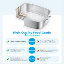 18QT Aluminum Deep Fryer Pot With Basket, Outdoor Fish Fryer Pot With Easy Grip Handle - Lightweight & Durable Rectangular Outdoor Fryer For Frying Fish, French Fries, Chicken Wing - Silver - View 3
