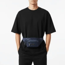 Men's Navy Blue Shoulder Bag, Unisex Waterproof Waist Bag, Street Wear, Ondway, Biker - Màu xanh hải quân - Xem 3