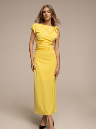 HZXVIC ชุดเดรสออกงานตอนเย็นแบบเป็นทางการเปิดหลังมีระบายไม่สมมาตร/อสมมาตรสีพื้นเรียบหรูสไตล์ลำลองใหม่สำหรับผู้หญิง