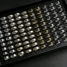 20 件/包经典简约不锈钢印花戒指，男女通用时尚混合款式手指首饰配饰（款式随机） - 20個男女混戒 - 查看 16