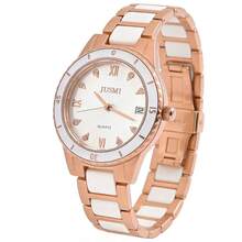 1 chiếc đồng hồ nữ đính đá toàn bộ, mặt số La Mã, dây thép tối giản, máy quartz, thích hợp để đeo hàng ngày, làm quà sinh nhật, quà kỷ niệm, quà khuyến mãi cuối năm, ngày độc thân, quà Halloween. Không kèm hộp quà. - Hoa hồng vàng - Xem 2
