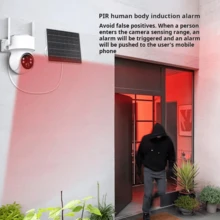 BOSSNEY 4MP High Definition Solar Powered Wireless Surveillance Camera With Infrared (PIR) Human Detection And Two-Way Intercom For Home, Outdoors And Yards. - White - View 10