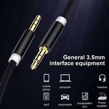 Cáp âm thanh AUX 3.5mm, đầu đực sang đầu đực! Truyền tải âm thanh ổn định để kết nối điện thoại thông minh với dàn âm thanh xe hơi, tai nghe, máy nghe nhạc MP3 và nhiều thiết bị khác. Tương thích rộng rãi với , OnePlus, Redmi 5 Plus và các thiết bị khác. - màu đen - Xem 3