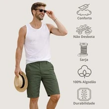 Men's Bermuda Jeans Twill Shorts Men's Jeans - xanh quân đội - Xem 4