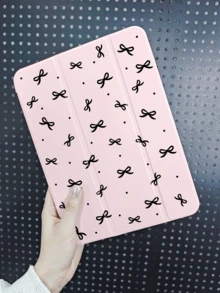 1个蝴蝶结图案扁平保护套，适用于10.2英寸、Pro 11英寸（2021/2020/第十代）、Mini 4/5/6、Galaxy Tab A8 10.5英寸（2022），带笔槽，防摔，平板电脑支架保护套（粉色） - 粉色 - 查看 3