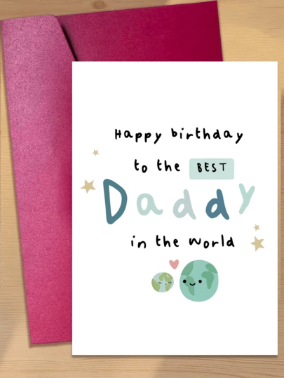 1pc Heartfelt Father's Birthday Card - Unique Design, Vibrant Colors, High-Quality Paper, World's Best Dad Message - Ideal For Husband, Dad's First Birthday, Eid Al-Adha Celebration