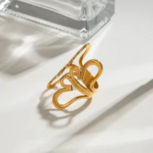 Miia, High-Quality Stainless Steel Ring, Minimalist & Fashionable Symmetrical Floral Open Ring Design, Low Allergy & Fade-Resistant, Versatile & Elegant INS-Style Adjustable Ring For Women, Jewelry Accessory For Daily, Party, Vacation, Gathering, Thoughtful Gift For Her - Ring - View 4