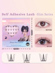 54 Büschel natürliche, klebstofffreie Wimpern, koreanischer Stil, kein Kleber erforderlich, C-Locken, klebstofffrei, 9-11 mm, selbstklebende, wiederverwendbare, langanhaltend, japanische Make-up, natürliches Aussehen, Wimpernverlängerungen, Geschenk für Frauen & Mädchen Make-up Tools - C - Übersicht 6