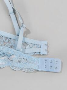 5pcs Elegant Solid Color Lace Patchwork Push-Up Bra - Multicolor - View 6