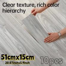 10 件 51 厘米 x 15 厘米 3D 纹理复古自粘防滑地板贴纸 - 易于撕下和粘贴 - 适用于厨房、浴室、卧室、客厅、宿舍 - 家居装饰 - 51cmx15cm - 查看 3