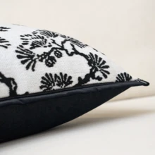 1 Stück Luxus Dekorative Kissenbezug, Chenille Textur Grüne Pflanze Abstrakt Blatt Quadratisch Sofa Kissenbezug, Geeignet für Sofa, Wohnzimmer, Schlafzimmer, Bauernhaus, auch als Geschenk, Ganzjährig - Schwarz und Weiss - Übersicht 6