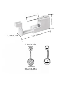 3pcs/Set Sterile 13G Navel Piercing Gun, 1pc 13G Piercing Gun, Assorted Color Rhinestone Navel Studs, Easy To Operate, Suitable For Beauty Self-Use Piercing Tools And Accessories - Multicolor 2 - View 5