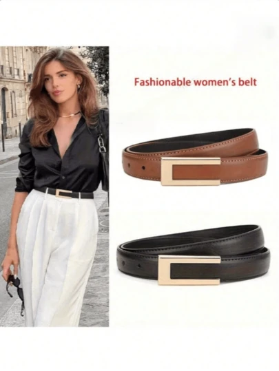 1pc Women's Minimalist Elegant High-Quality Metal Alloy Belt, Solid Color Stylish Waist Belt Accessory Suitable For Young And Middle-Aged Women, Enhancing Feminine Charm, U-Shaped Handmade Buckle Skinny Belt, Can Be Paired With Classic Pants/Skirts, Suitable For Daily Office, School, Casual Wear, Fashion, Youth, Outdoor, Vacation, Sports, Travel, Street, Outfit Matching, Back To School, Halloween And Other Occasions.