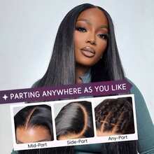 200 Density Brazilian Virgin Hair Wigs Glueless 28 Inch Natural Hairline No Glue Lace Front Wig Human Blended Hair Black Color Lace Front Wig Human Blended Hair Wig 13x4 5x5 13x6 Straight Lace Frontal Wig Hair Pre Plucked With Baby Hair Natural Looking Beginner Friendly - Natural & Black - View 5