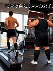 男女通用压缩袜一双装 - 运动支撑袜，适合跑步、徒步、骑行、马拉松、工作等运动。 - 黑色 - 查看 6