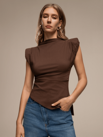 HZXVIC Blouse élégante à volants asymétriques/asymétriques de couleur unie pour femmes