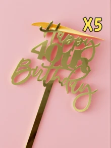 1 buc/3 buc/5 buc decoruri aurii pentru tort "La mulți ani", potrivite pentru decorațiuni pentru torturi de ziua de naștere de 18/21/30/40/50/60/70 - Aur - Vizualizare 29