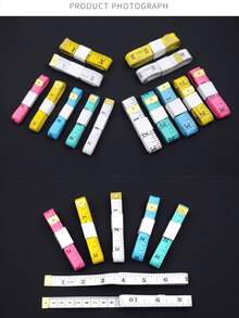 2/4/10 piezas Cinta métrica suave y flexible de 1,5 m/Regla de sastre linda para medición corporal, un lado marcado en CM, un lado marcado en pulgadas - Multicolor - Ver 8