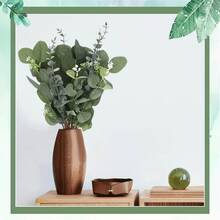 52片/26片/10片/1片 4种人造桉树叶和枝干，人造银元桉树叶，仿真植物喷雾，人造绿植 - 綠色 - 查看 5