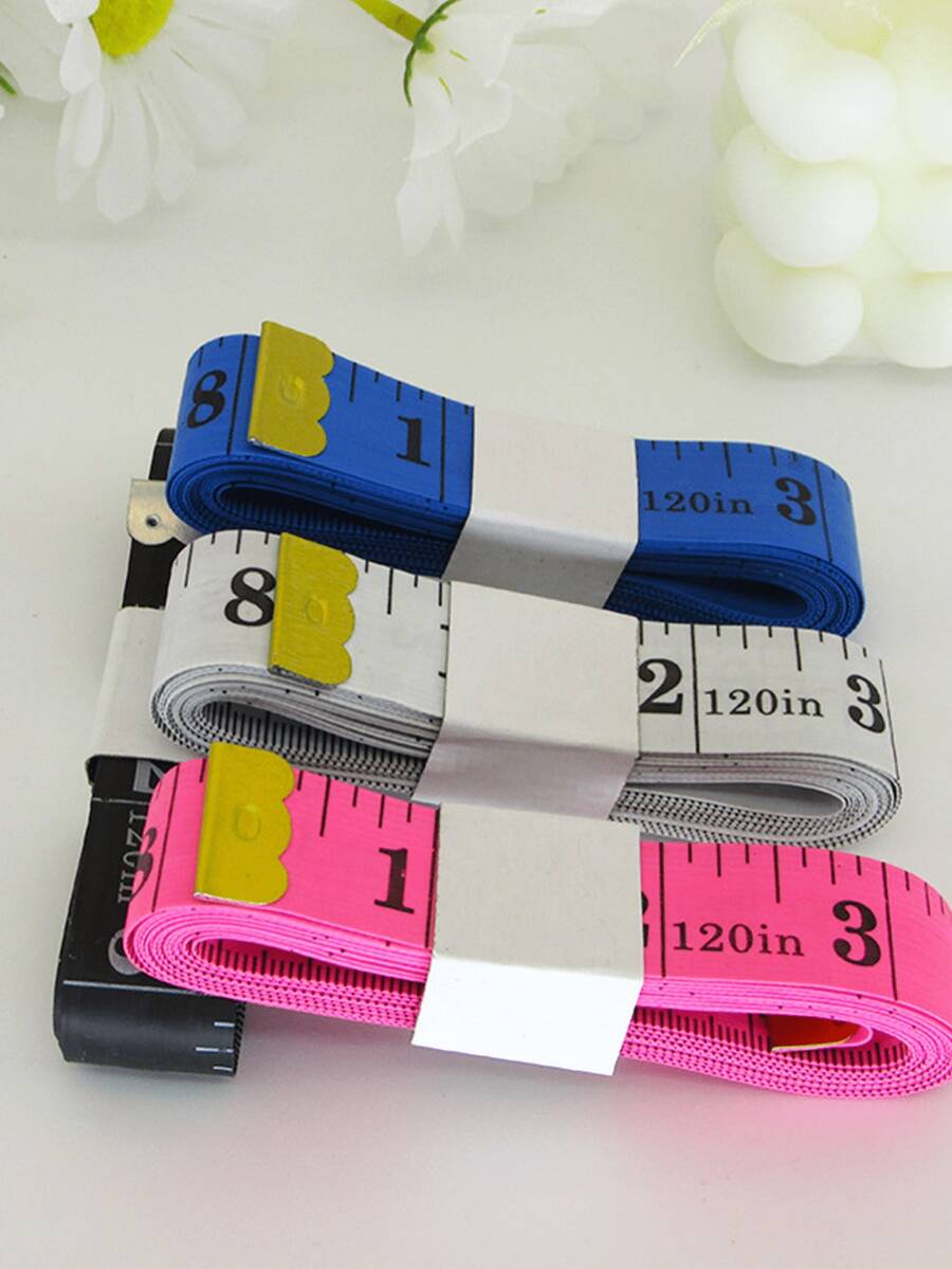 2/4/10 piezas Cinta métrica suave y flexible de 1,5 m/Regla de sastre linda para medición corporal, un lado marcado en CM, un lado marcado en pulgadas - Multicolor - Ver 1
