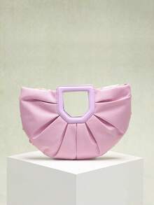 1个彩色花卉装饰网纱刺绣贴花扇形大号手提包，亚麻底，优雅的夏季海滩度假风格，适合搭配长裙（花卉图案随机发送） - 淡紫色 - 查看 5