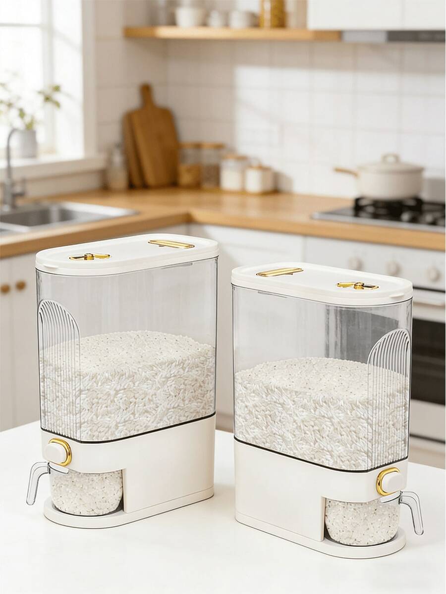 Asnews 1-Piece Set Large-Capacity Vacuum-Sealed Grain Storage Containers – Specialized Airtight Jars For Rice, Grains And Other Dry Food Preservation - Clear - View 1