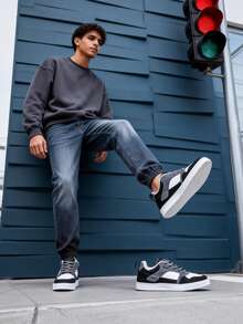 男士時尚簡約休閒運動鞋，防滑學生跑步鞋，帆布透氣運動鞋