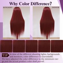 30英寸直发蕾丝前假发，真人混纺发丝，13x4高清透明蕾丝前假发，自然黑色，女士无胶巴西原生发，#BUG酒红色蕾丝前假发，200%密度，预先拔毛，带婴儿发际线 - SBUG - 查看 9