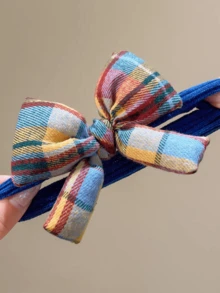 1个彩色蝴蝶结发圈，时尚发绳，适合秋冬季扎马尾辫 - 彩色 - 查看 4