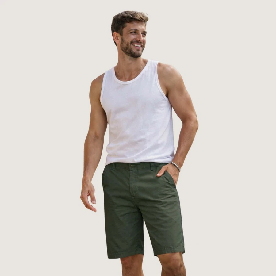 Men's Bermuda Jeans Twill Shorts Men's Jeans - xanh quân đội - Xem 1