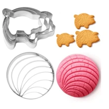 3pcs Mexican Sweet Bread Mold And Piggy Cookie Cutter - Traditional Sweet Bread Baking Mold For Making Mexican Sweet Bread And Piggy Gingerbread - Silver - View 12