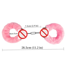 JASINCESS 1 Pcs  Party    Stainless Steel    Plush Handcuff   Fuzzy Handcuffs Halloween Cosplay Props - 粉色 - 查看 3
