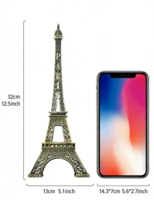 1pc European Creative Eiffel Tower Model Home Decor Ornament, Interesting Desktop Accessory For Room, Desk Decoration - Bronze - View 4