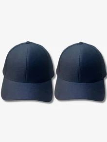 Set Of 2 Plain Basic Adult Caps For Men And Women, Super Lightweight, Curved Brim, Cotton - Black and Black - View 1