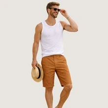 Men's Denim Bermuda Shorts, Twill Denim Shorts - 駝色 - 查看 5