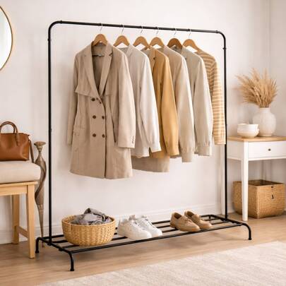 Arara Expositor Grande Organizador de Roupa Sapateira Inferior Fácil Moderno Lavanderia Closet Móvel