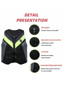 spraesidio Gilet de flottaison pour sports nautiques adultes, combinaison de flottabilité pour la pêche en plein air - Noir et vert - Voir 7
