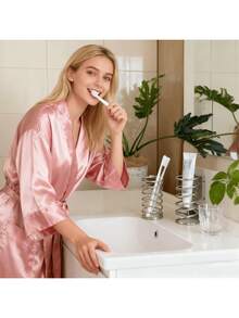 1 hộp đựng bàn chải đánh răng bằng thép không gỉ, giá đựng kem đánh răng và bàn chải đánh răng đa chức năng, kệ phòng tắm và bàn trang điểm, giá đựng mỹ phẩm, giá để ráo nước, phụ kiện phòng tắm, hộp đựng bàn chải đánh răng, phụ kiện trang trí phòng tắm. - Bạc - Xem 3