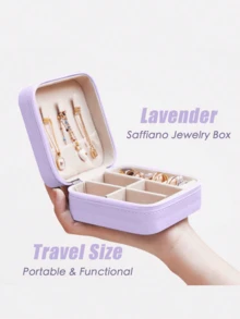 1pc Jewelry Storage Box, Small PU Leather Travel Jewelry Organizer Box, Double Layer Portable Mini Jewelry Display Storage Box, Wedding Jewelry Box, Can Store Earrings, Rings, Necklaces, Bracelets, Nail Art Decorations,Room Decor - Multicolor - View 11