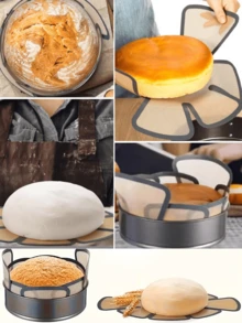 1pc LDQ Non-Stick Silicone Bread Proofing Mat - Reusable Round Dough Mat With Non-Slip Edges, Suitable For Challah Bread, Homemade Bread, Bread Molds (Fits 9.5 Inch Bread Mold) - Easy Clean Baking Accessory, Home Living, Kitchen, Baking Mat - Multicolor - View 8