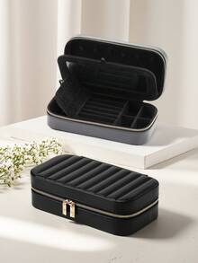 新款豪华升级大容量PU皮革首饰盒 | 首饰收纳包，旅行首饰盒 | 多层隔层，可收纳项链、戒指和耳环 | 便携式旅行首饰盒 | 送给女友/妈妈/母亲节/闺蜜生日/情人节的礼物，女士旅行必备，节日必备，秋季装饰，万圣节 - 彩色 - 查看 23