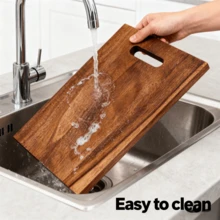 Acacia Wood Cutting Board - Ideal For Meat, Cheese, Bread, Vegetables & Fruits | Food- Kitchen Essential With Serrated Edge & Handle | Perfect Mother's Day Gift For Home Chefs, Multipurpose Kitchen Tool, Elegant Design, Kitchenware - Brown - View 7