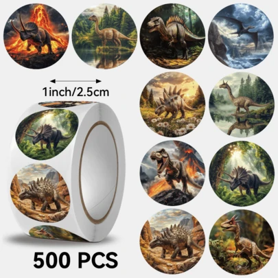 JOERBABU the little kangaroo Bobbie 500 piezas/Rollo Pegatinas de papel kraft con forma de corazón, pegatinas de silueta de corazón para el Día de San Valentín, pegatinas de ciervos del bosque, pegatinas de carpinchos, pegatinas del mundo de los dinosaurios, pegatinas con patrón de osos polares, ideales para pequeños regalos, pegatinas decorativas de bricolaje, 8-10 patrones surtidos, adecuadas para decoración de regalos, decoración de tazas, recompensas escolares, decoración de papelería y talla grande