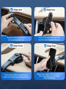 360°旋转碳纤维车载手机支架 - 多角度可调汽车仪表盘手机支架，通用型车载手机支架 - A - 查看 9